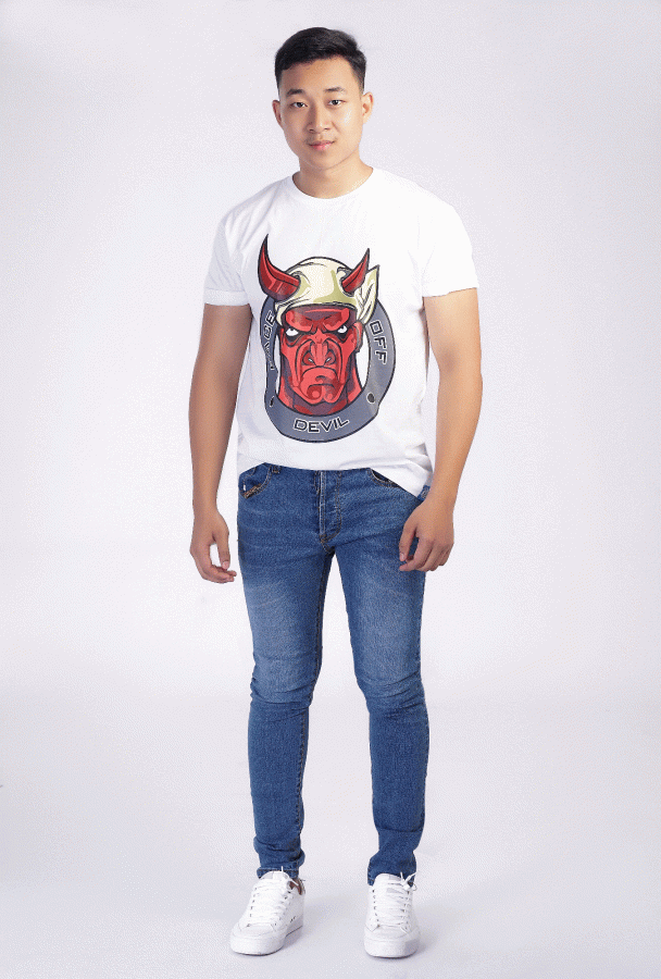 Devil Design Printed T-shirt(White)